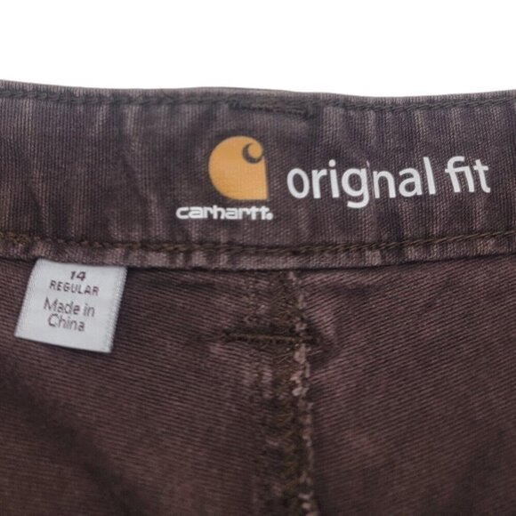Carhartt Pants Womens 14 Brown Original Fit Carpenter Double Knee Workwear Farm - Picture 7 of 9